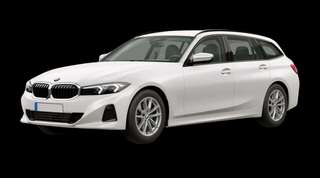 Schräge Frontansicht auf einen BMW 3er-Reihe , freigestellt