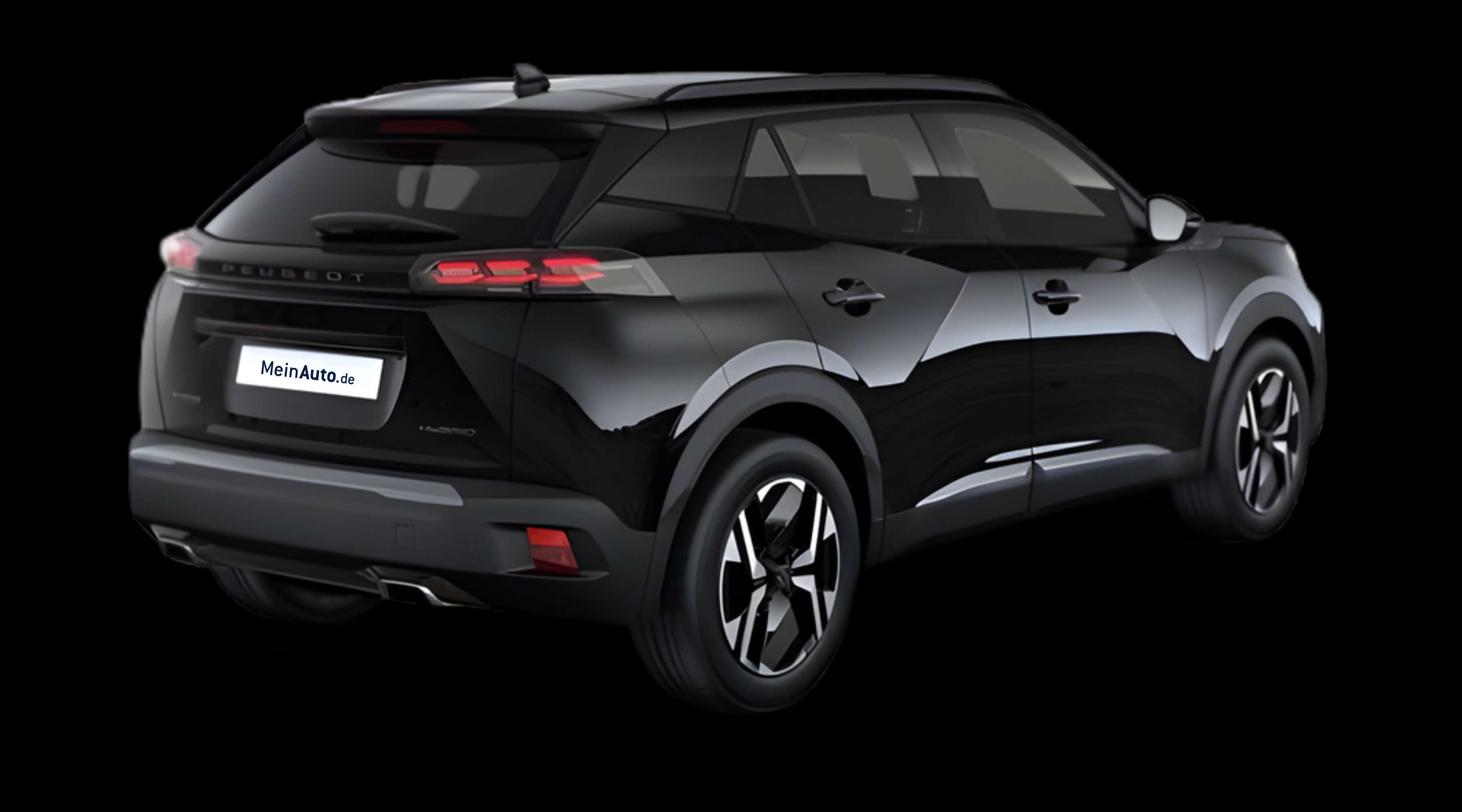 Schräge Heckansicht eines Peugeot 2008, freigestellt