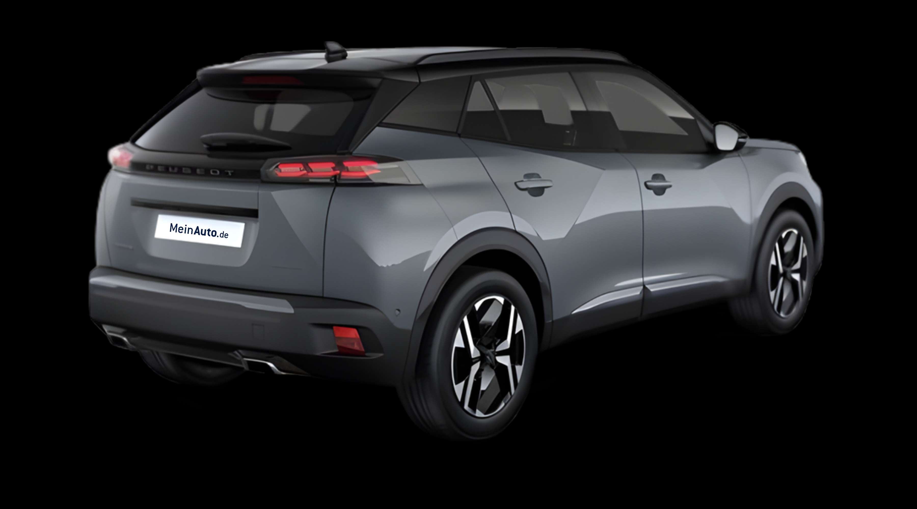 Schräge Heckansicht eines Peugeot 2008, freigestellt