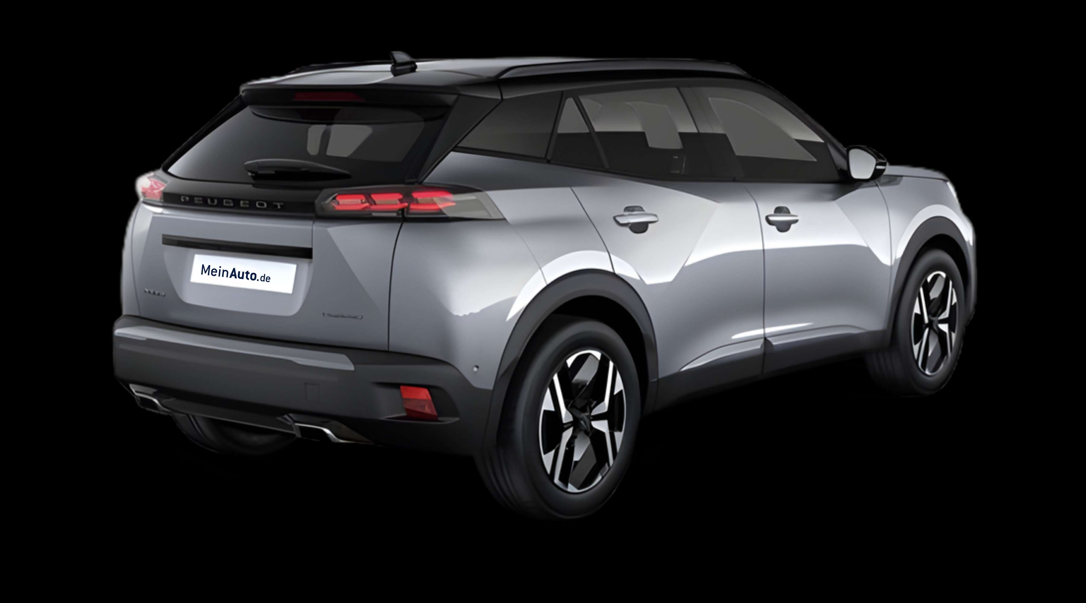 Schräge Heckansicht eines Peugeot 2008, freigestellt