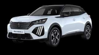 Schräge Frontansicht auf einen Peugeot 2008 GT, freigestellt