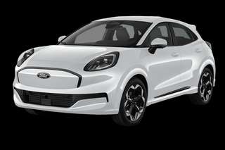 Schräge Frontansicht auf einen Ford Puma Gen-E Premium, freigestellt