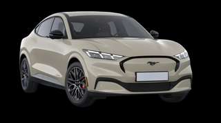 Schräge Frontansicht auf einen Ford Mustang Mach-E Premium, freigestellt