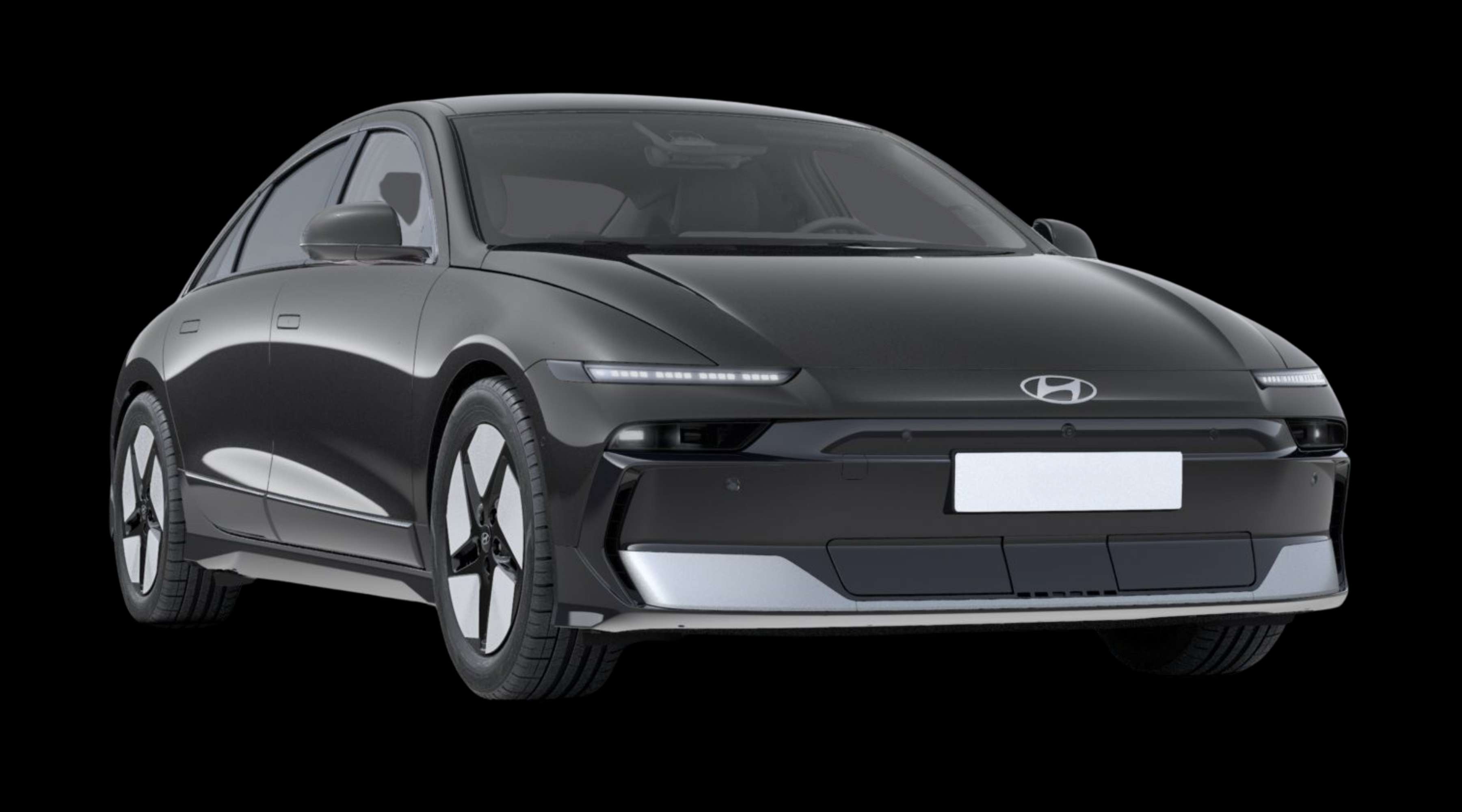 Schräge Frontansicht eines Hyundai IONIQ 6, freigestellt