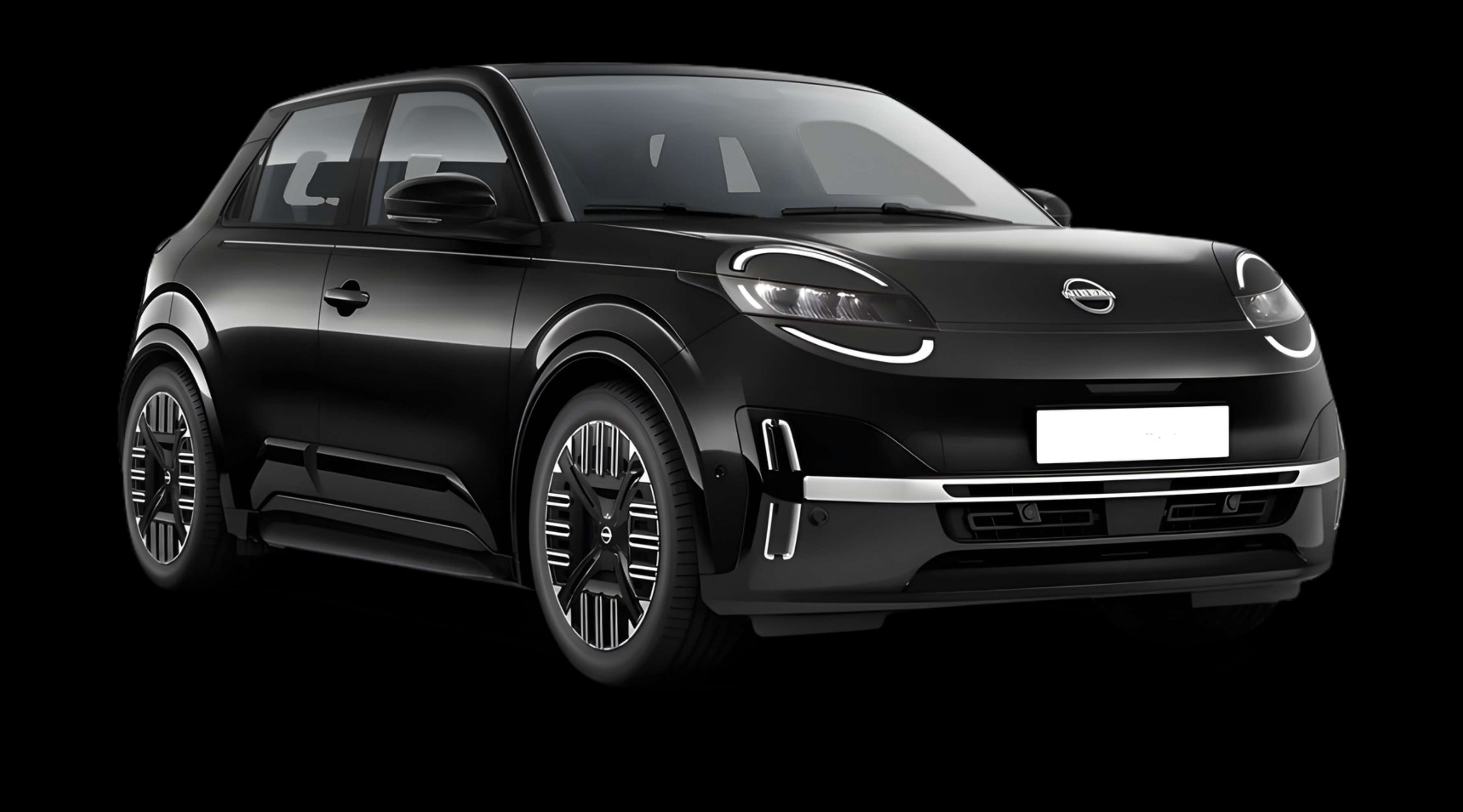 Schräge Frontansicht eines Nissan Micra, freigestellt