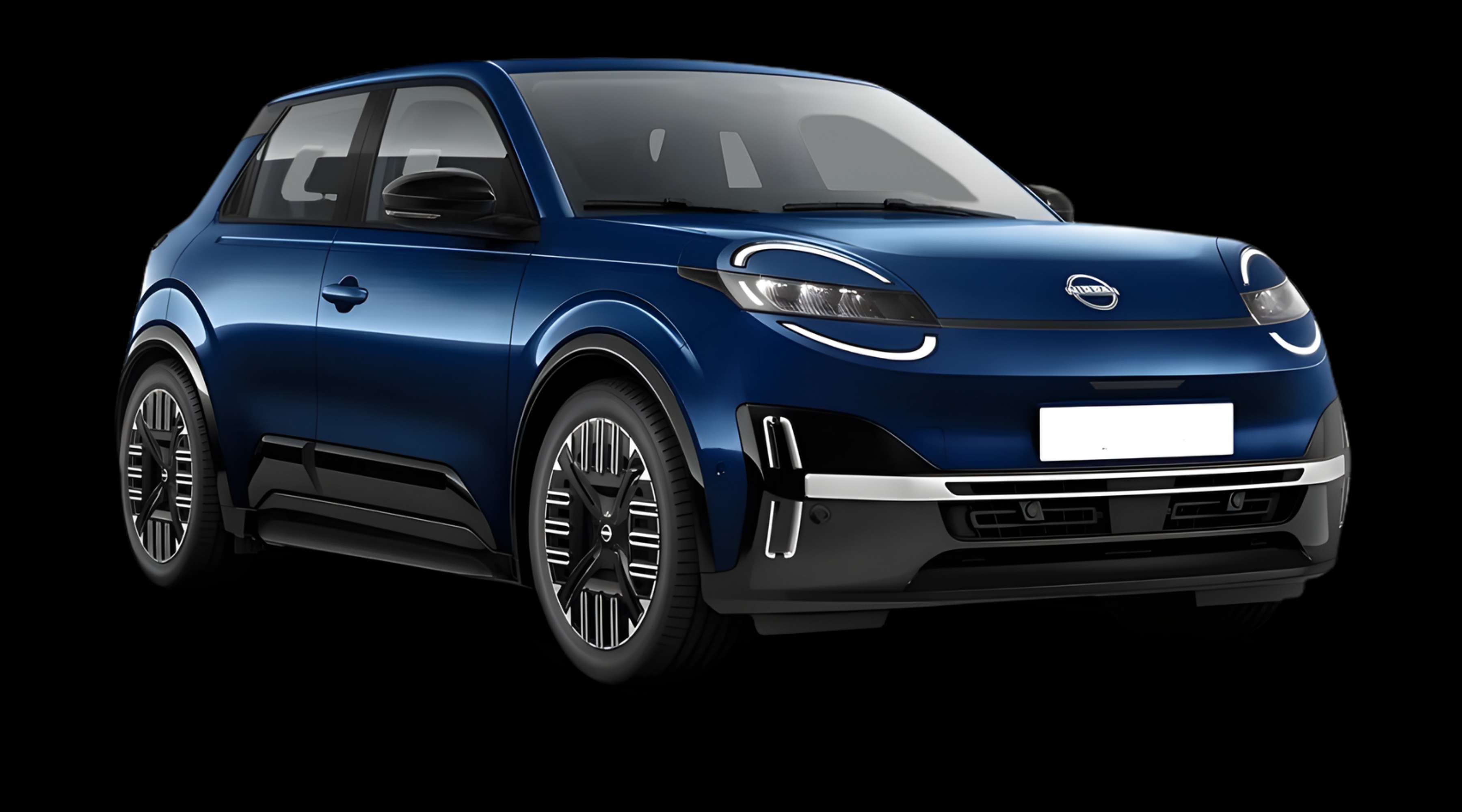 Schräge Frontansicht eines Nissan Micra, freigestellt