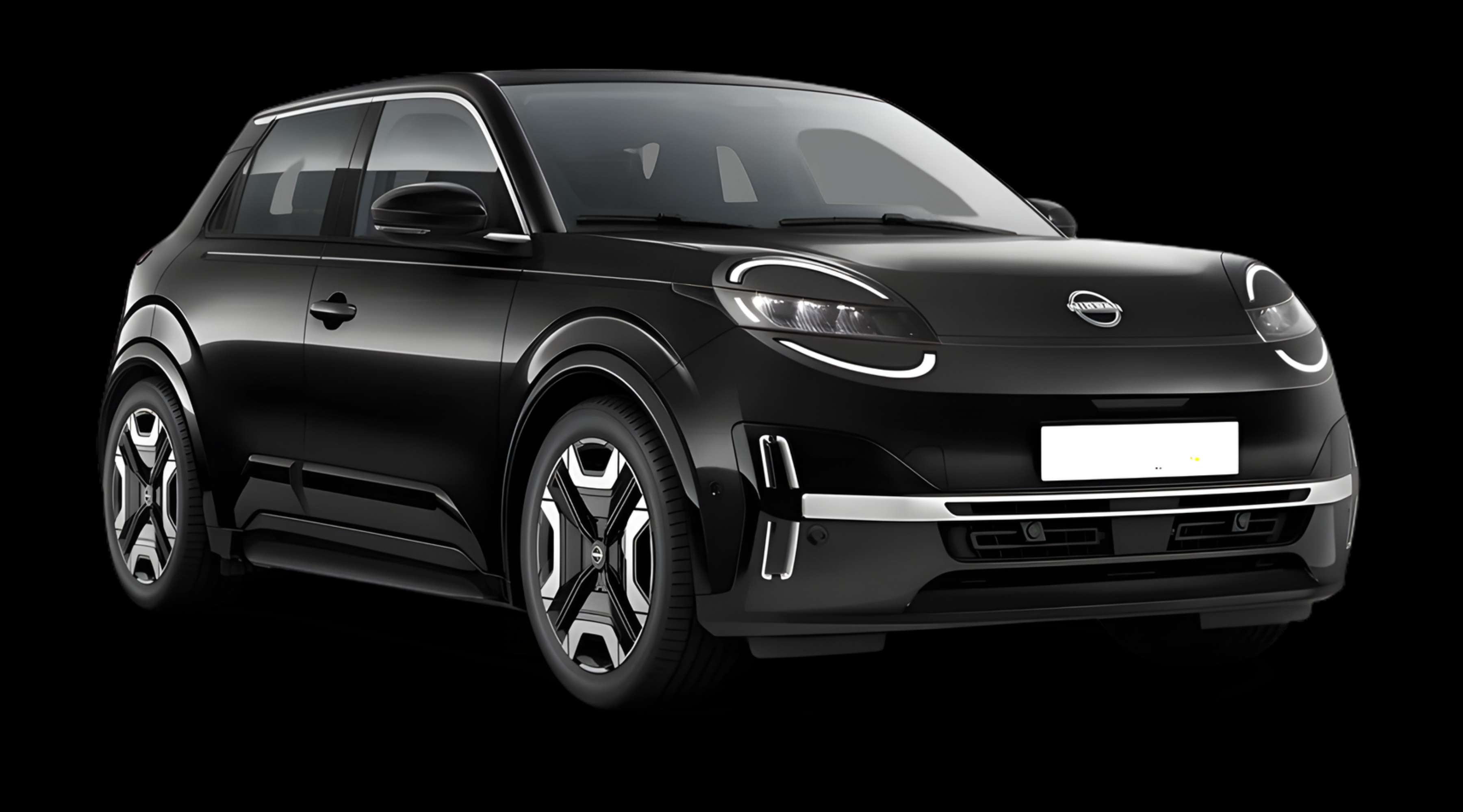 Schräge Frontansicht eines Nissan Micra, freigestellt