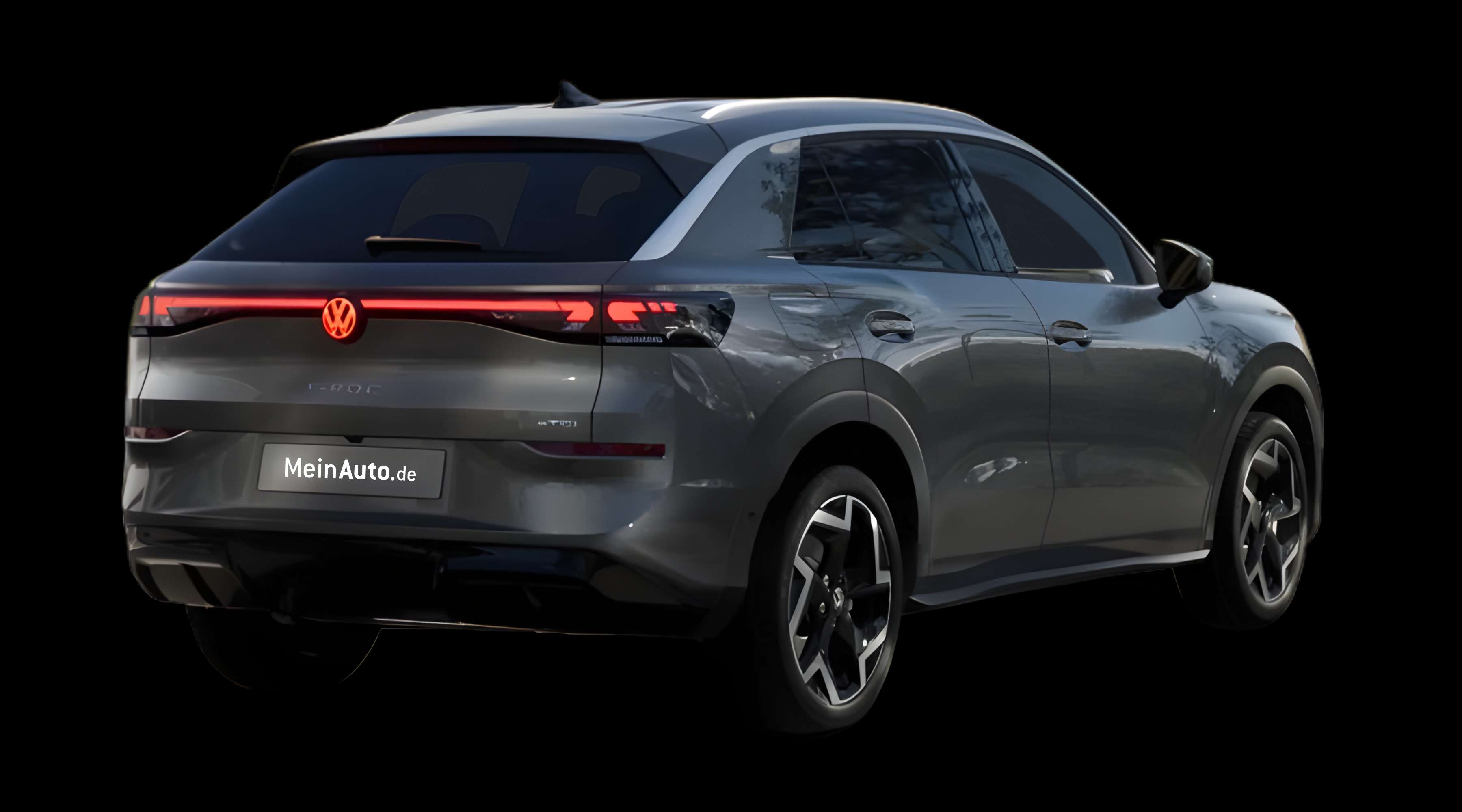 Schräge Heckansicht eines Volkswagen T-Roc, freigestellt