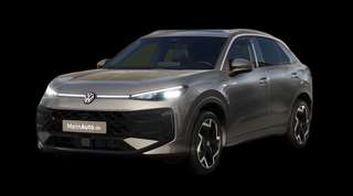 Schräge Frontansicht auf einen Volkswagen T-Roc R-Line, freigestellt