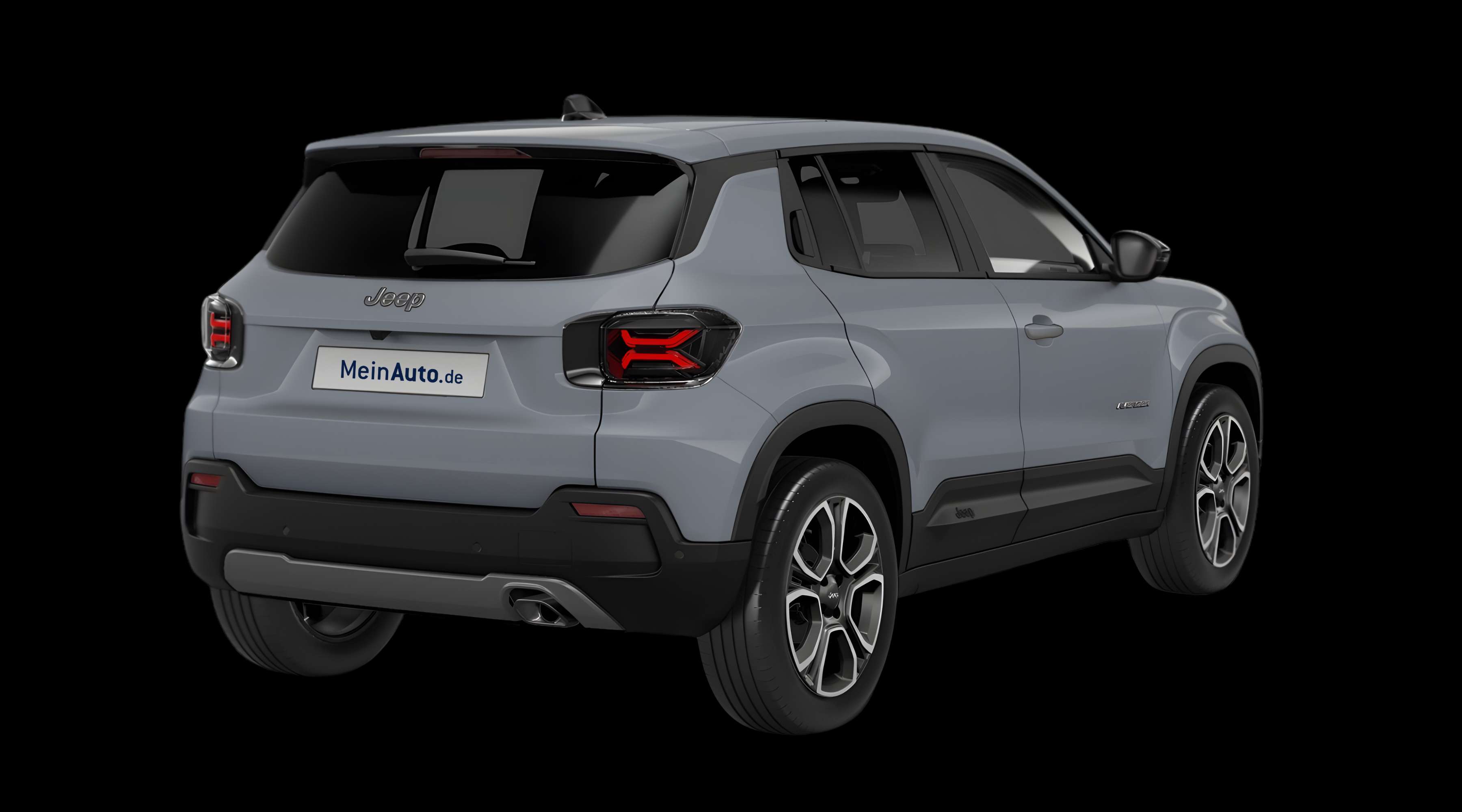 Schräge Heckansicht eines Jeep Avenger, freigestellt