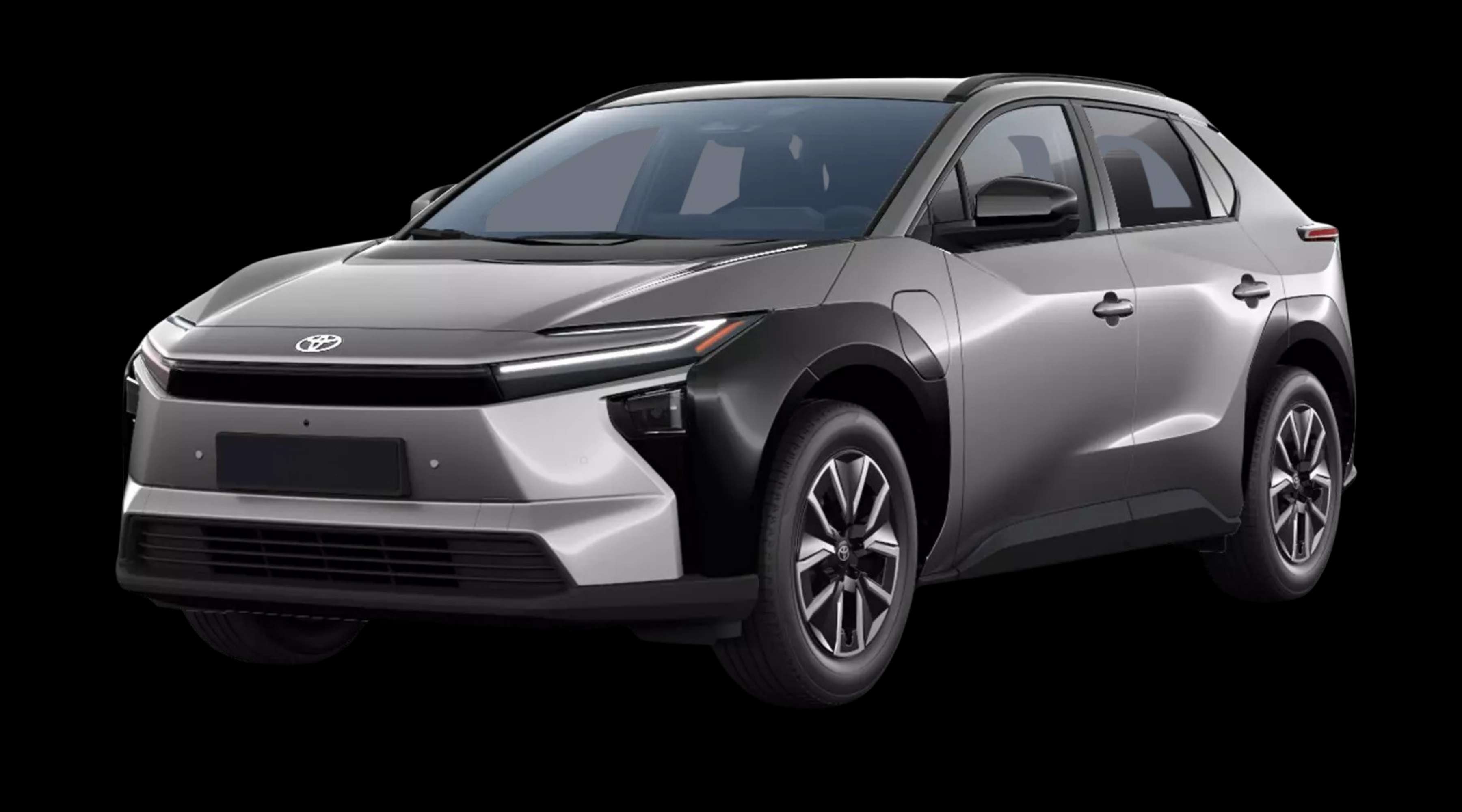 Schräge Frontansicht eines Toyota bZ4X, freigestellt