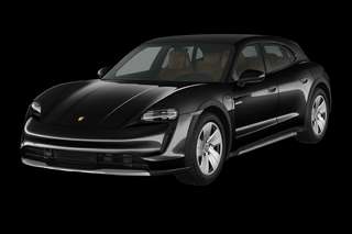 Schräge Frontansicht auf einen Porsche Taycan S, freigestellt