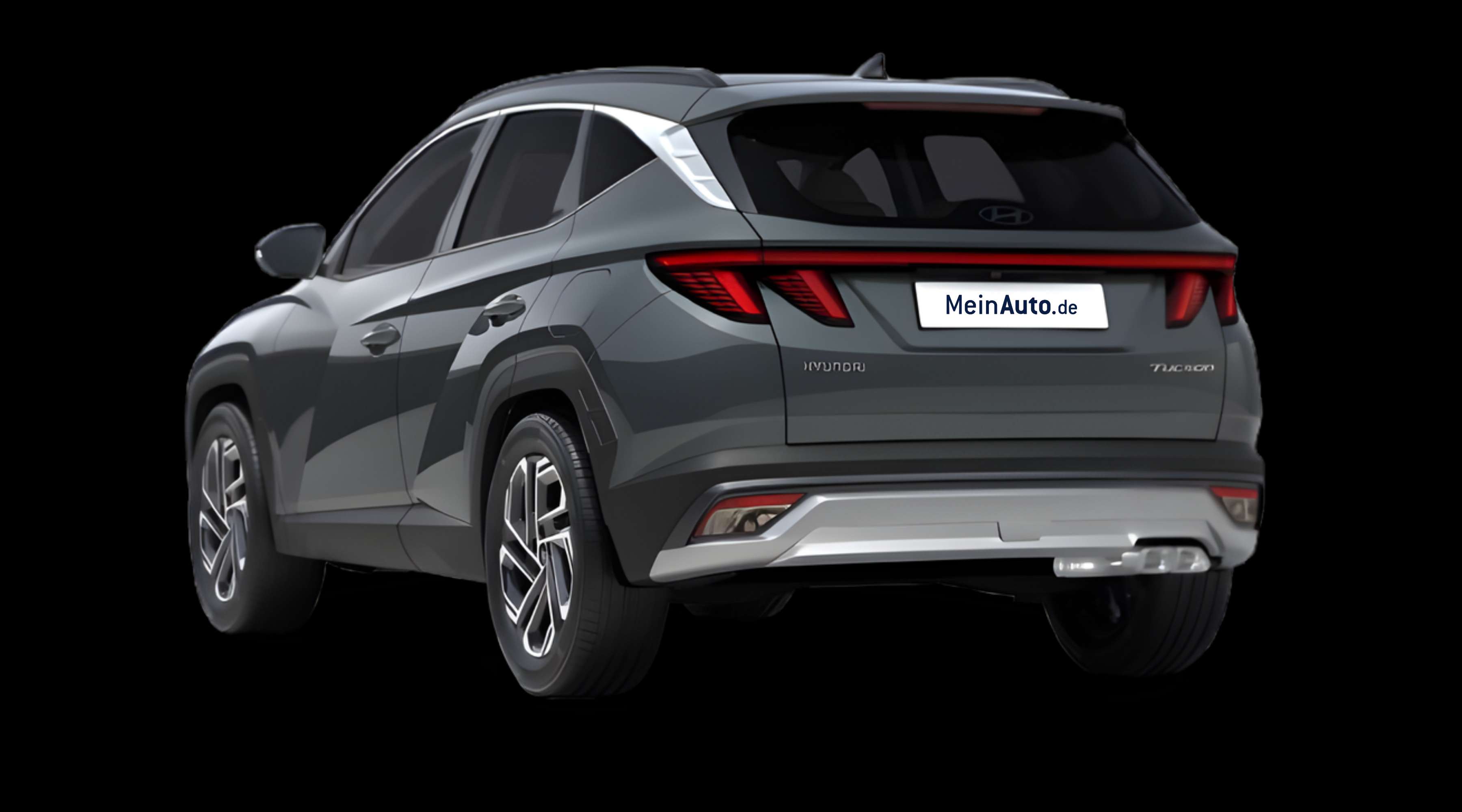 Schräge Heckansicht eines Hyundai Tucson, freigestellt