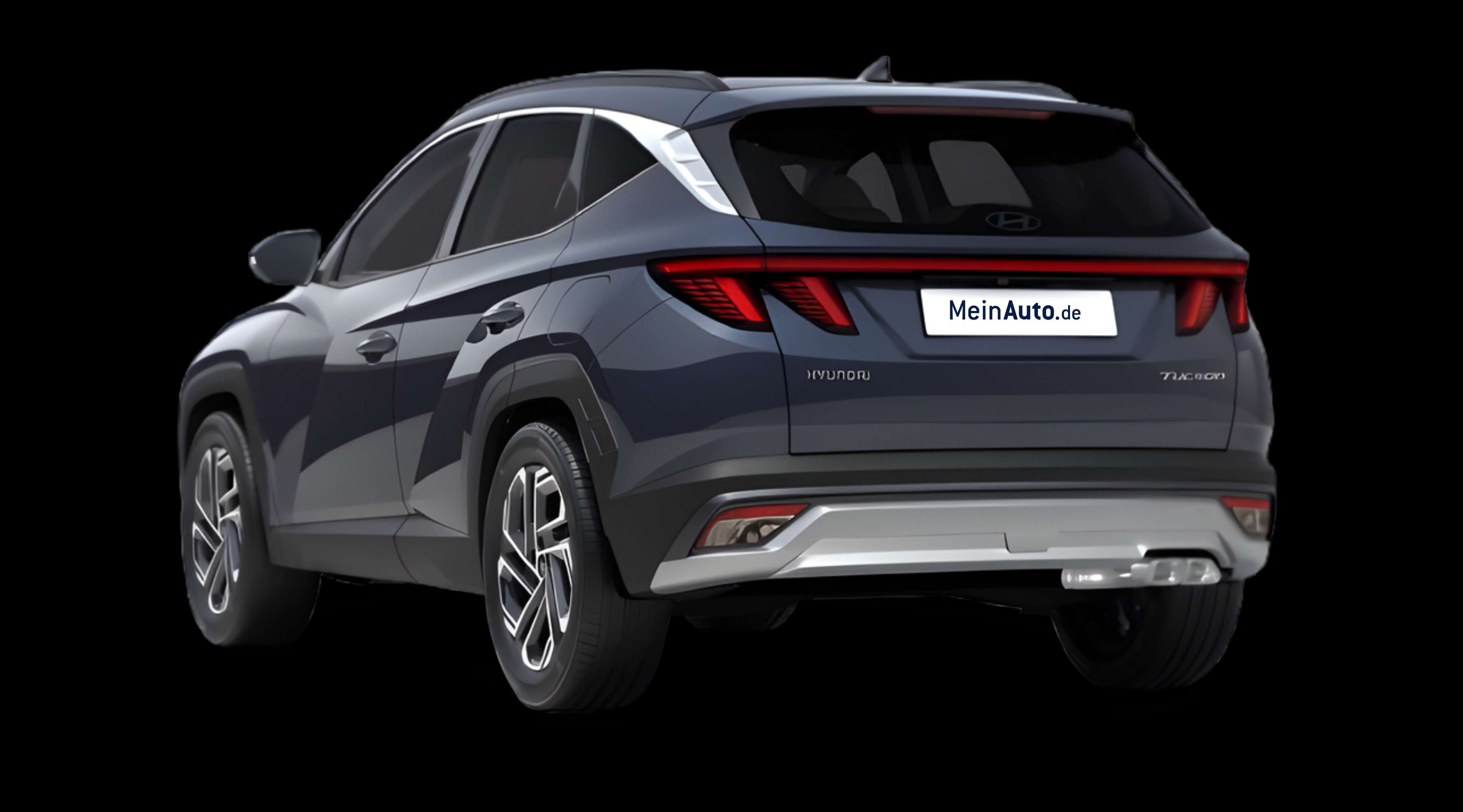 Schräge Heckansicht eines Hyundai Tucson, freigestellt