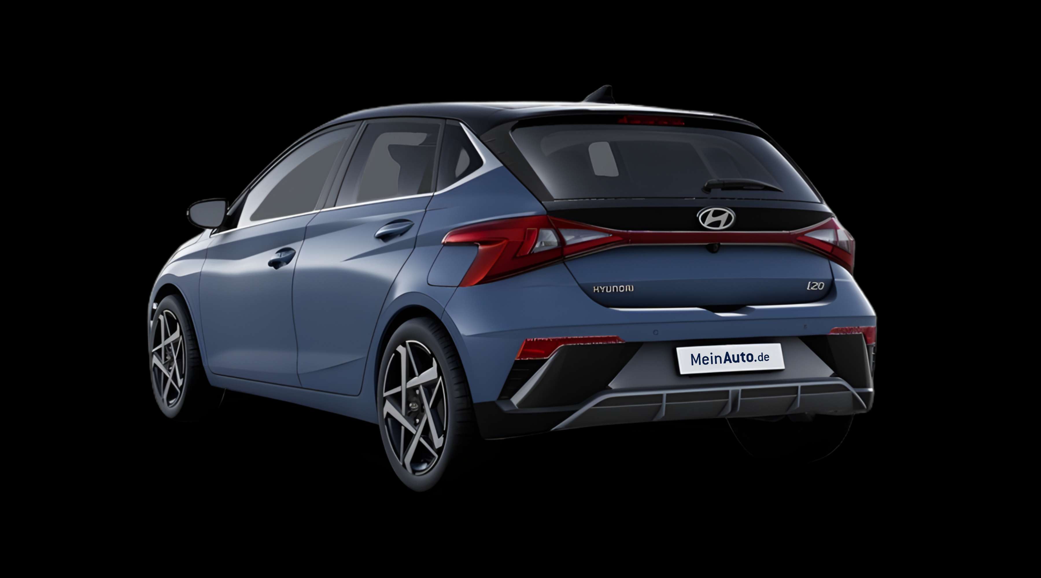 Schräge Heckansicht eines Hyundai i20, freigestellt