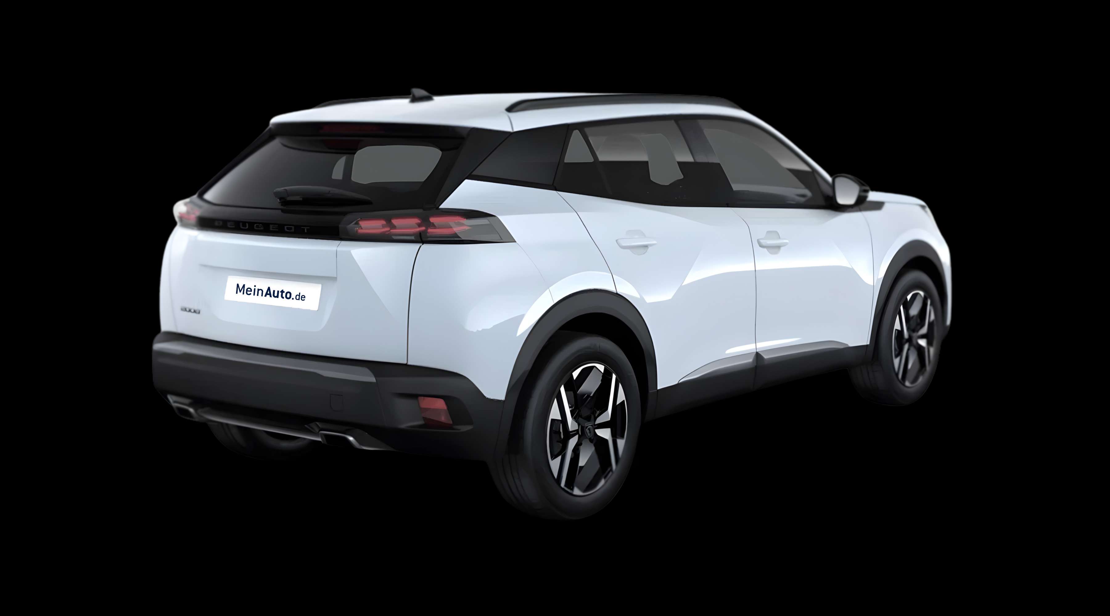 Schräge Heckansicht eines Peugeot 2008, freigestellt