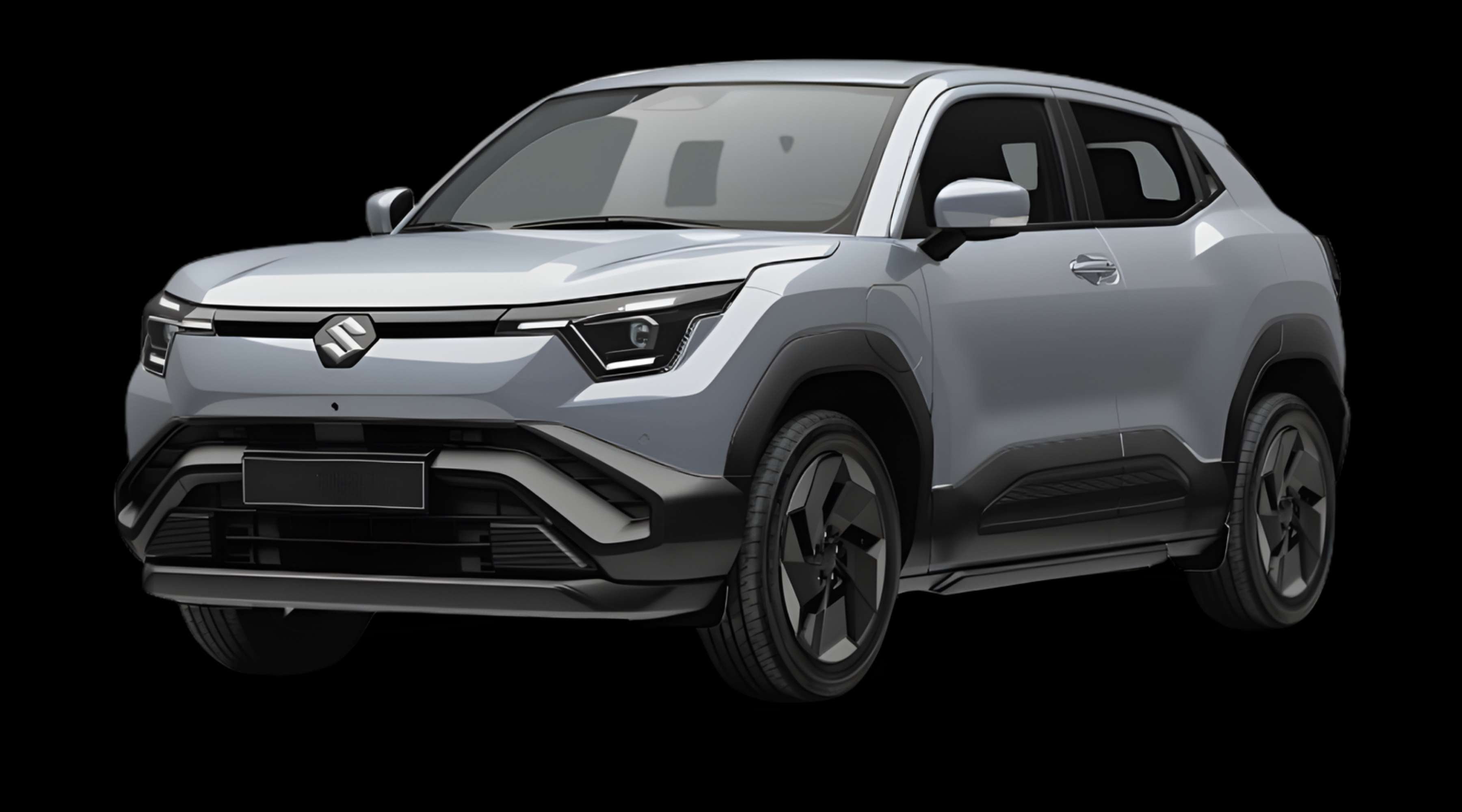 Schräge Frontansicht eines Suzuki e Vitara, freigestellt