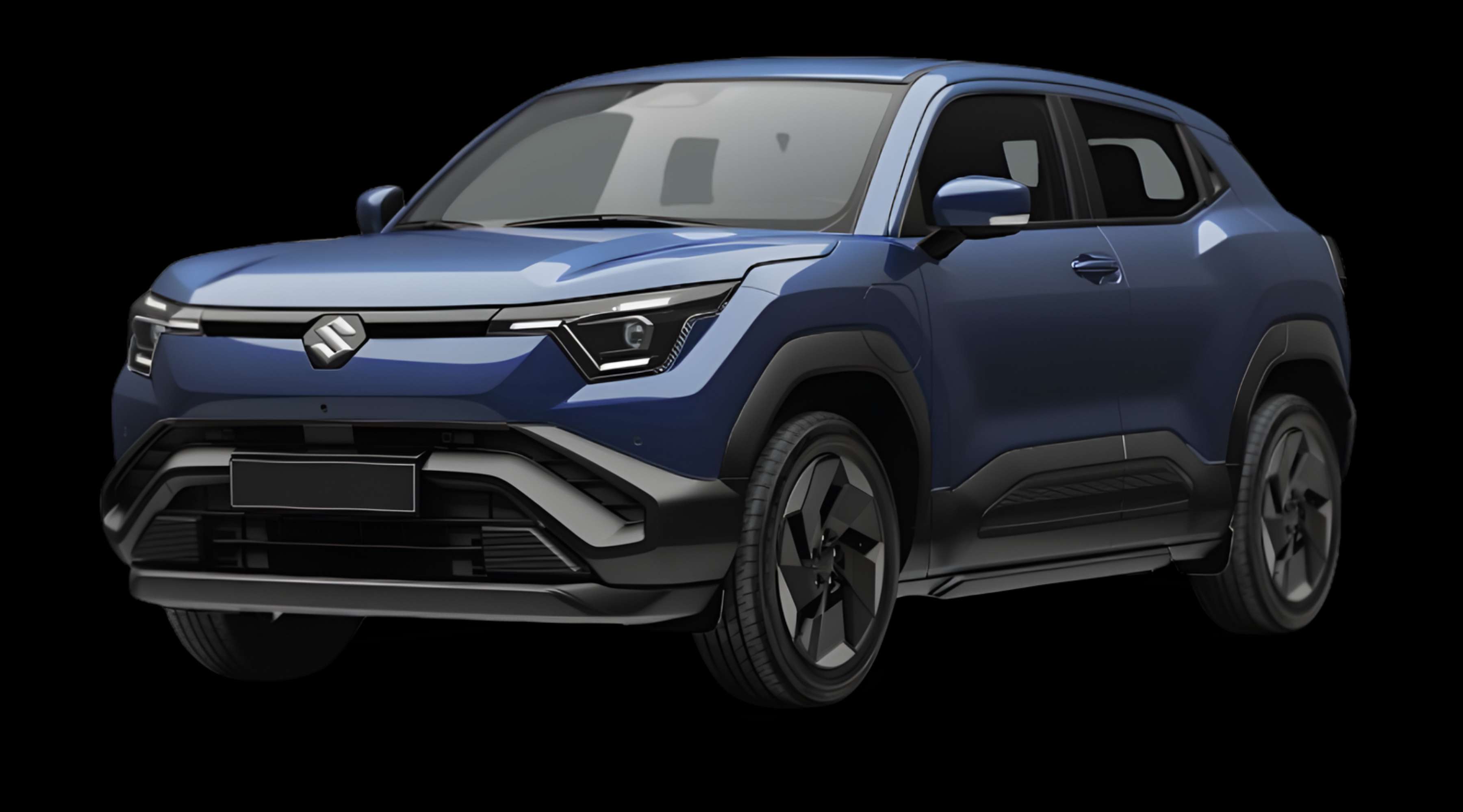 Schräge Frontansicht eines Suzuki e Vitara, freigestellt