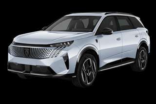 Schräge Frontansicht auf einen Peugeot 5008 GT, freigestellt