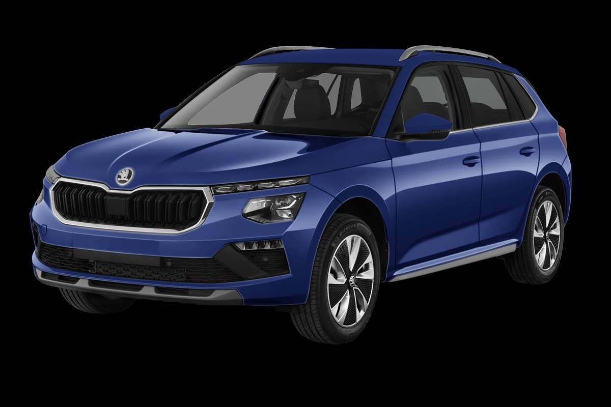 Schräge Frontansicht eines Skoda Kamiq, freigestellt