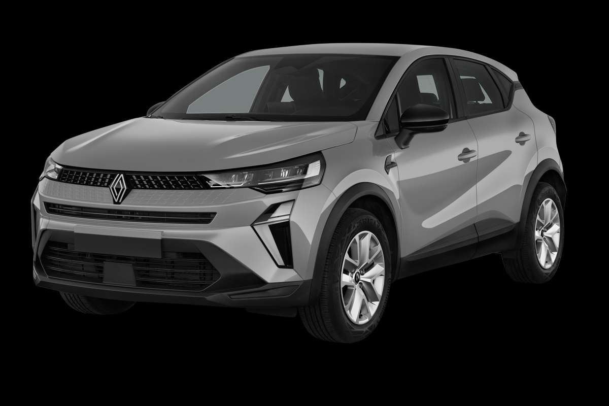 Schräge Frontansicht eines Renault Captur, freigestellt