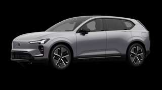 Schräge Frontansicht auf einen Volvo EX60 Ultra, freigestellt