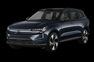 Schräge Frontansicht auf einen Volvo EX90 Core, freigestellt