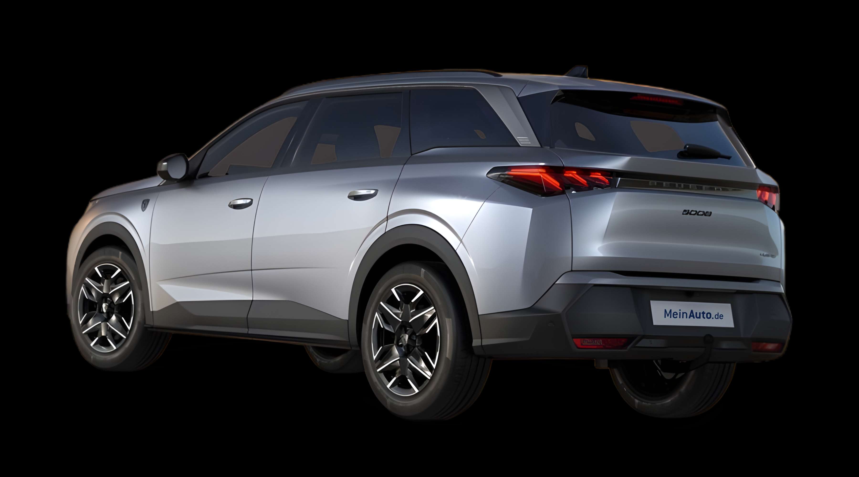 Schräge Heckansicht eines Peugeot 5008, freigestellt