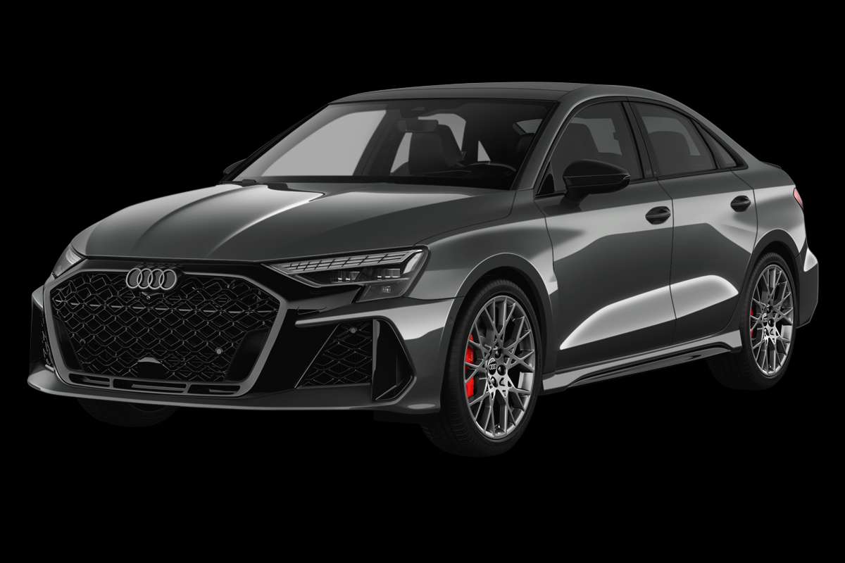 Schräge Frontansicht eines Audi RS3, freigestellt