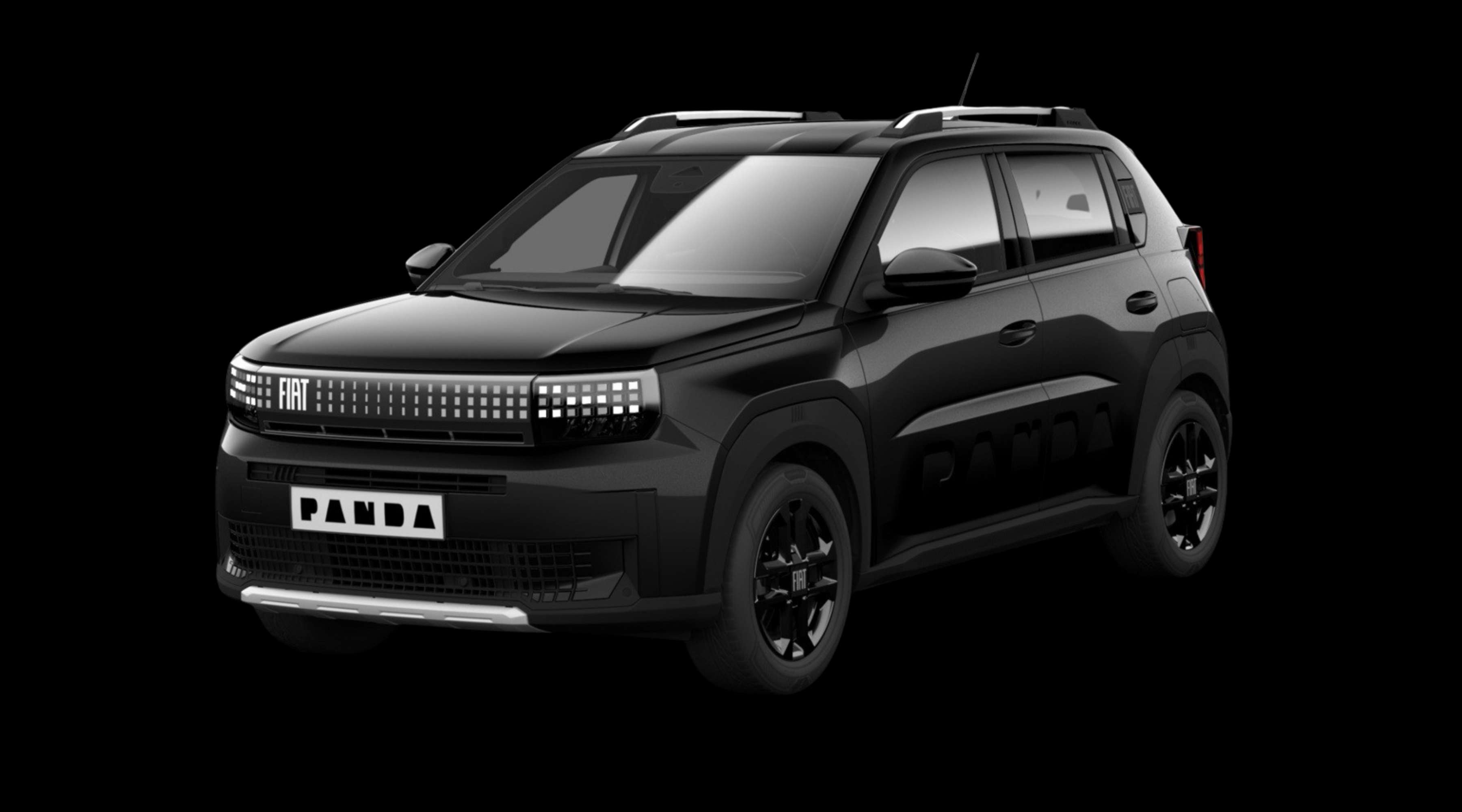 Schräge Frontansicht eines Fiat Grande Panda, freigestellt