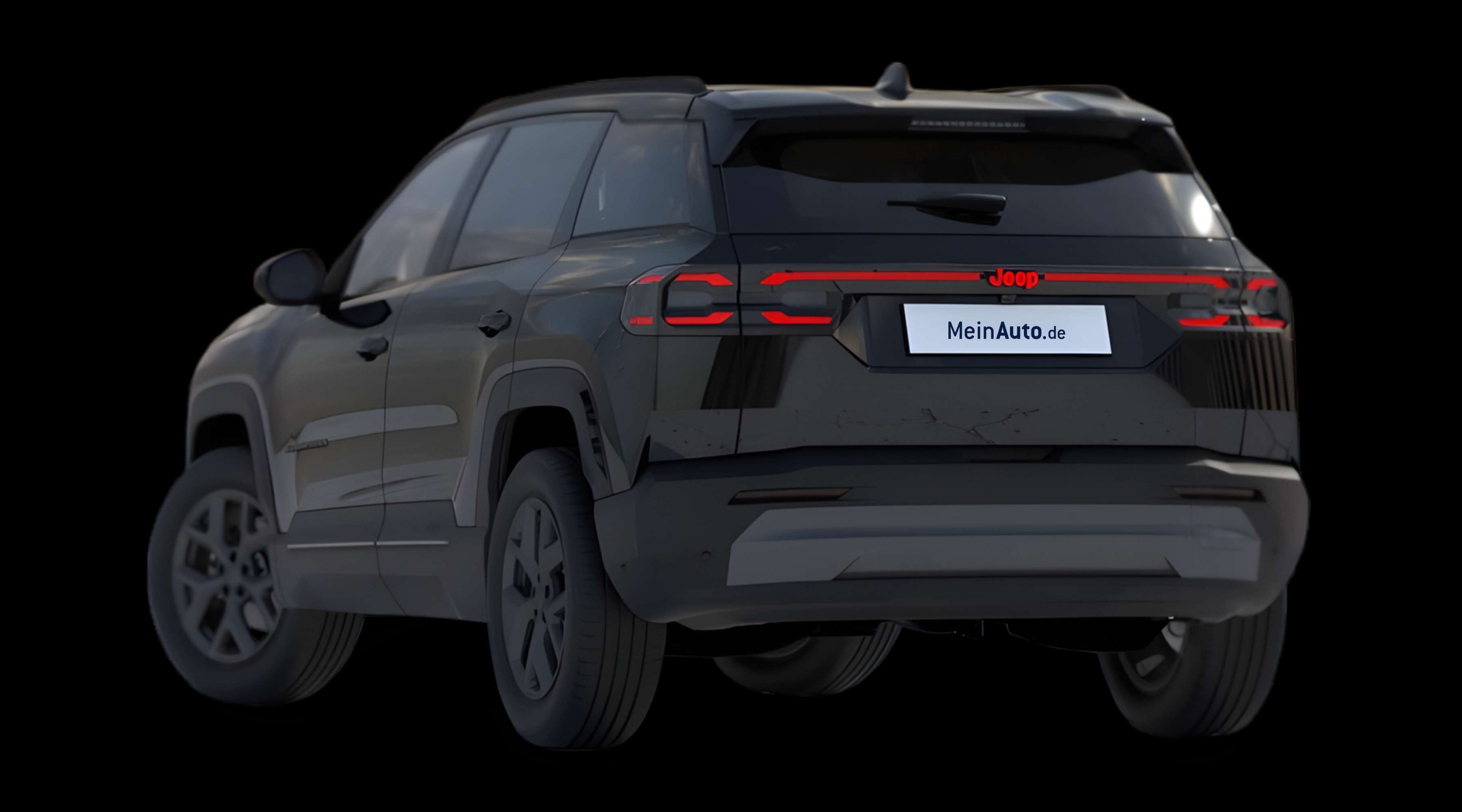 Schräge Heckansicht eines Jeep Compass, freigestellt