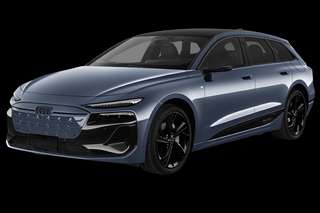 Schräge Frontansicht auf einen Audi A6 e-tron , freigestellt