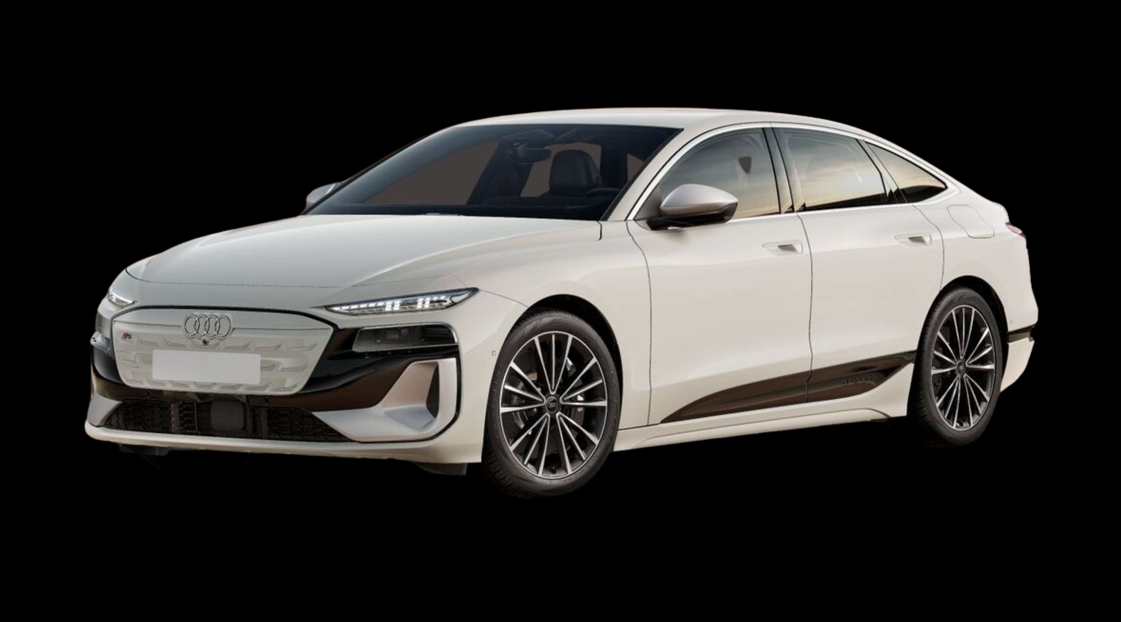 Schräge Frontansicht eines Audi S6 e-tron, freigestellt