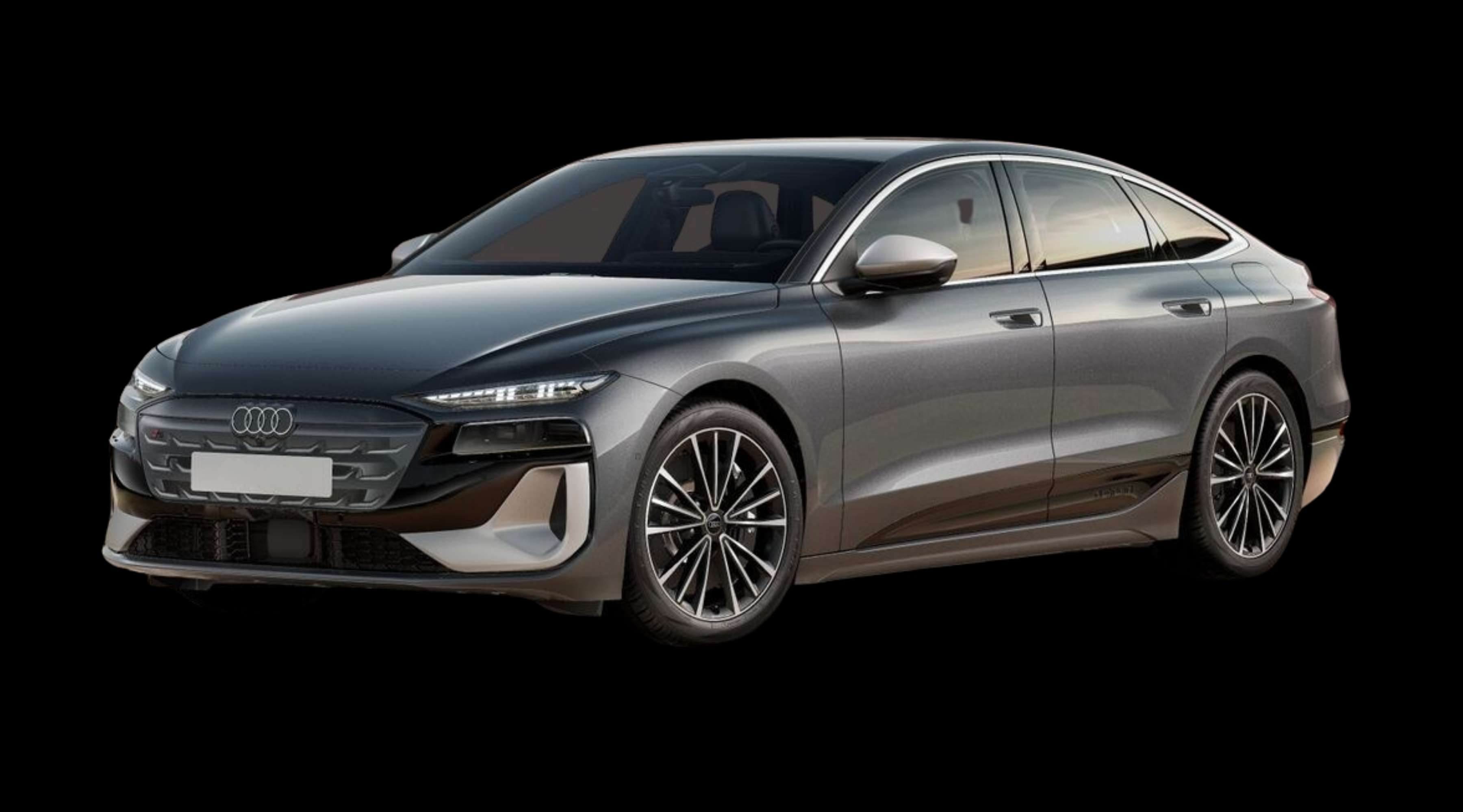 Schräge Frontansicht eines Audi S6 e-tron, freigestellt