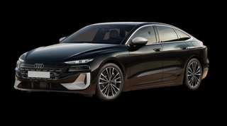 Schräge Frontansicht auf einen Audi S6 e-tron , freigestellt