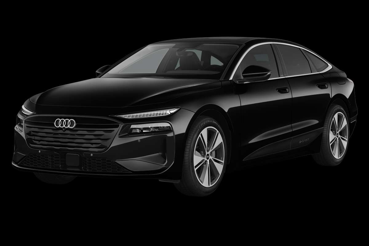 Schräge Frontansicht eines Audi A6 e-tron, freigestellt