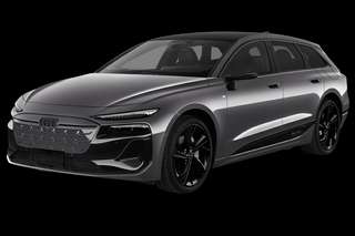 Schräge Frontansicht auf einen Audi A6 e-tron , freigestellt