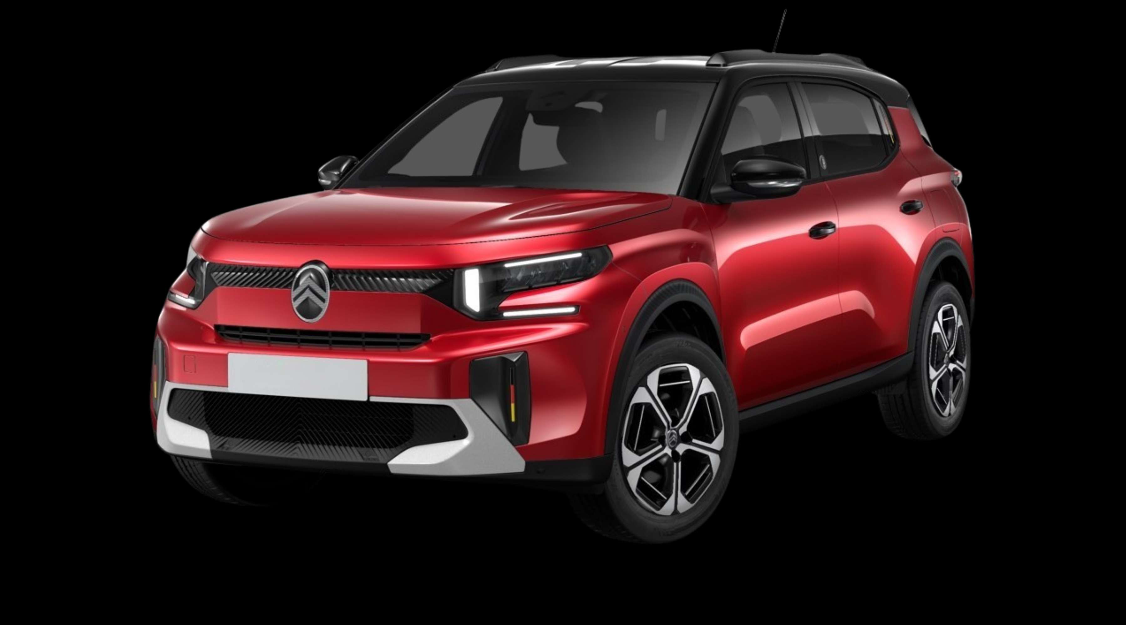 Schräge Frontansicht eines Citroën C3 Aircross, freigestellt