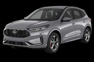 Schräge Frontansicht auf einen Ford Kuga ST-Line X, freigestellt