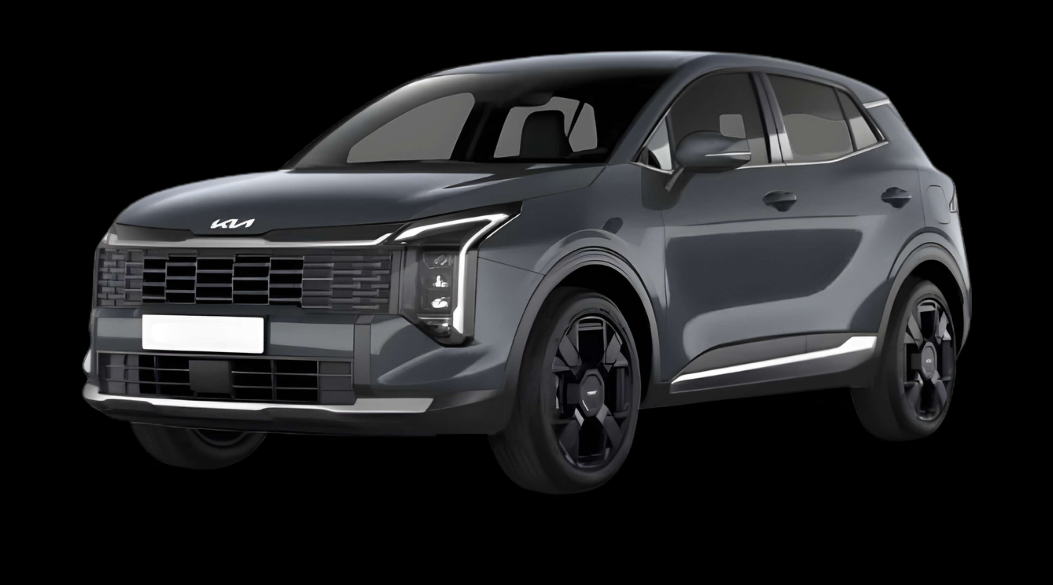 Schräge Frontansicht eines Kia Sportage, freigestellt