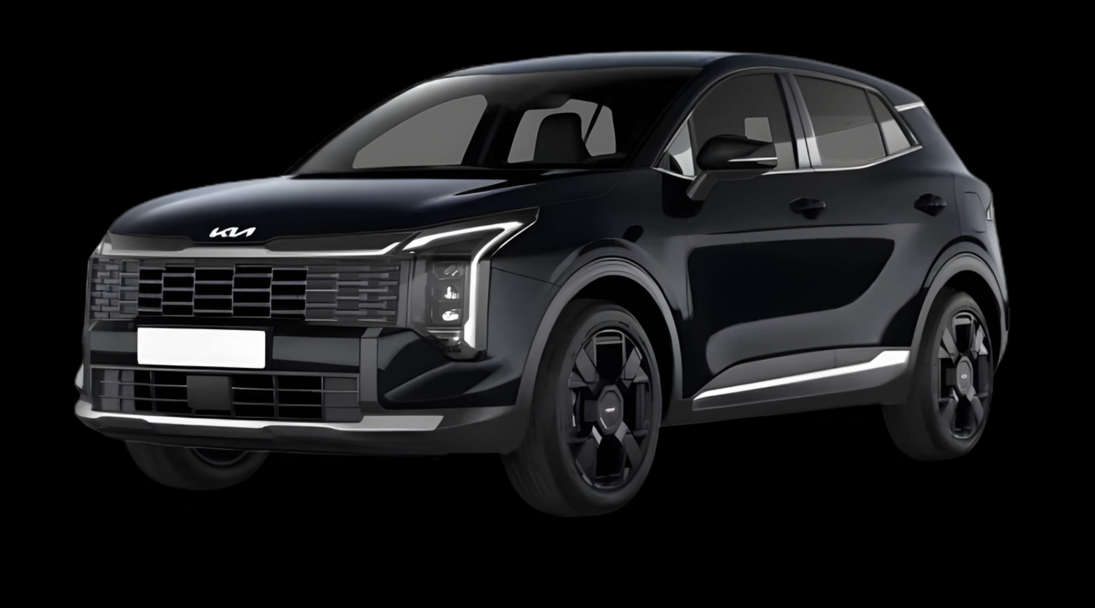 Schräge Frontansicht eines Kia Sportage, freigestellt