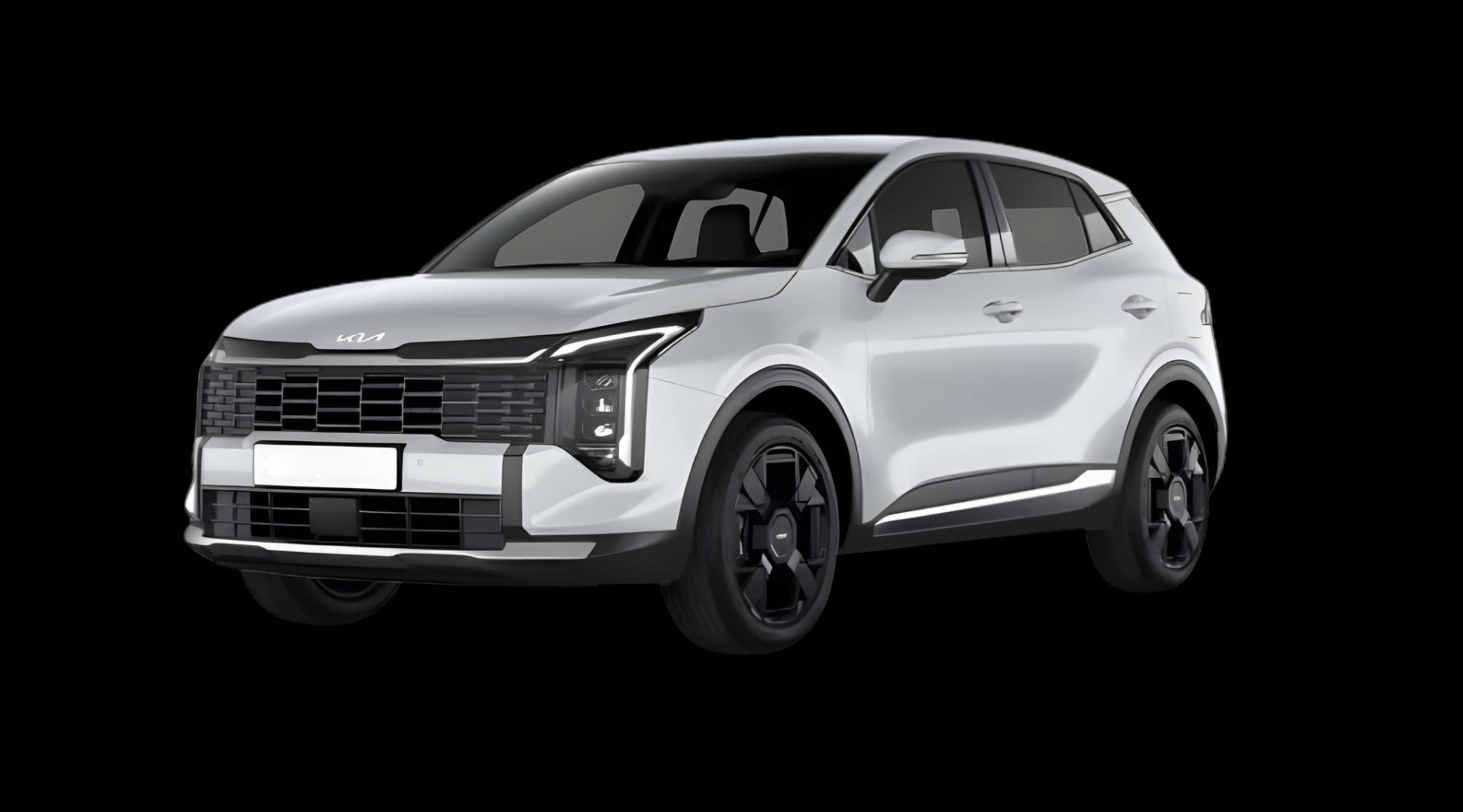 Schräge Frontansicht eines Kia Sportage, freigestellt