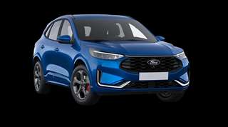 Schräge Frontansicht auf einen Ford Kuga ST-Line X, freigestellt