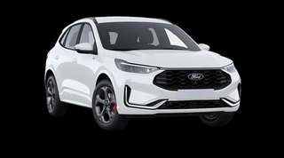 Schräge Frontansicht auf einen Ford Kuga ST-Line X, freigestellt