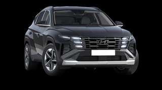 Schräge Frontansicht auf einen Hyundai Tucson Trend, freigestellt