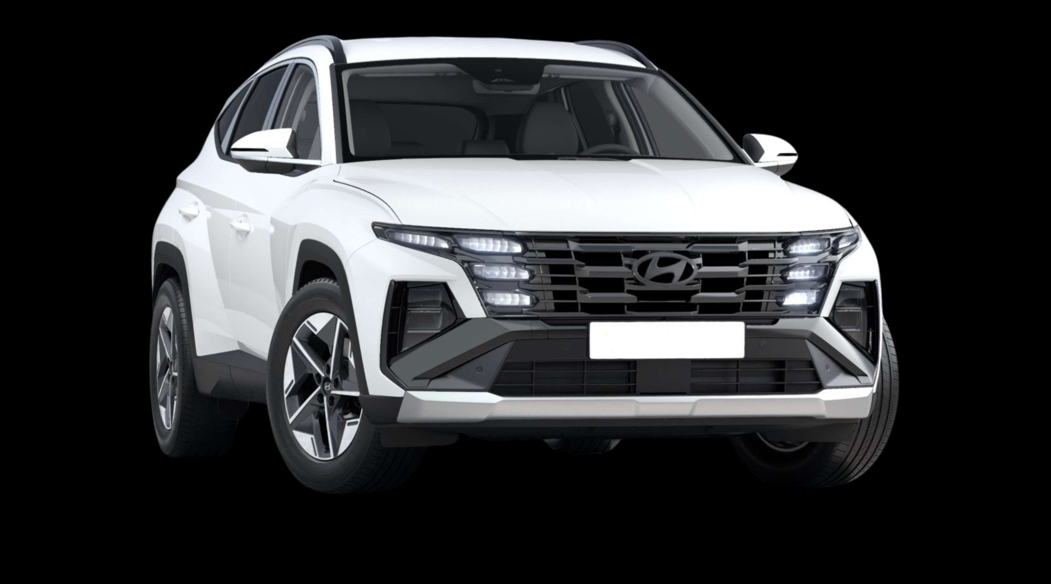 Schräge Frontansicht eines Hyundai Tucson, freigestellt