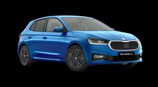 Schräge Frontansicht auf einen Skoda Fabia Balance, freigestellt