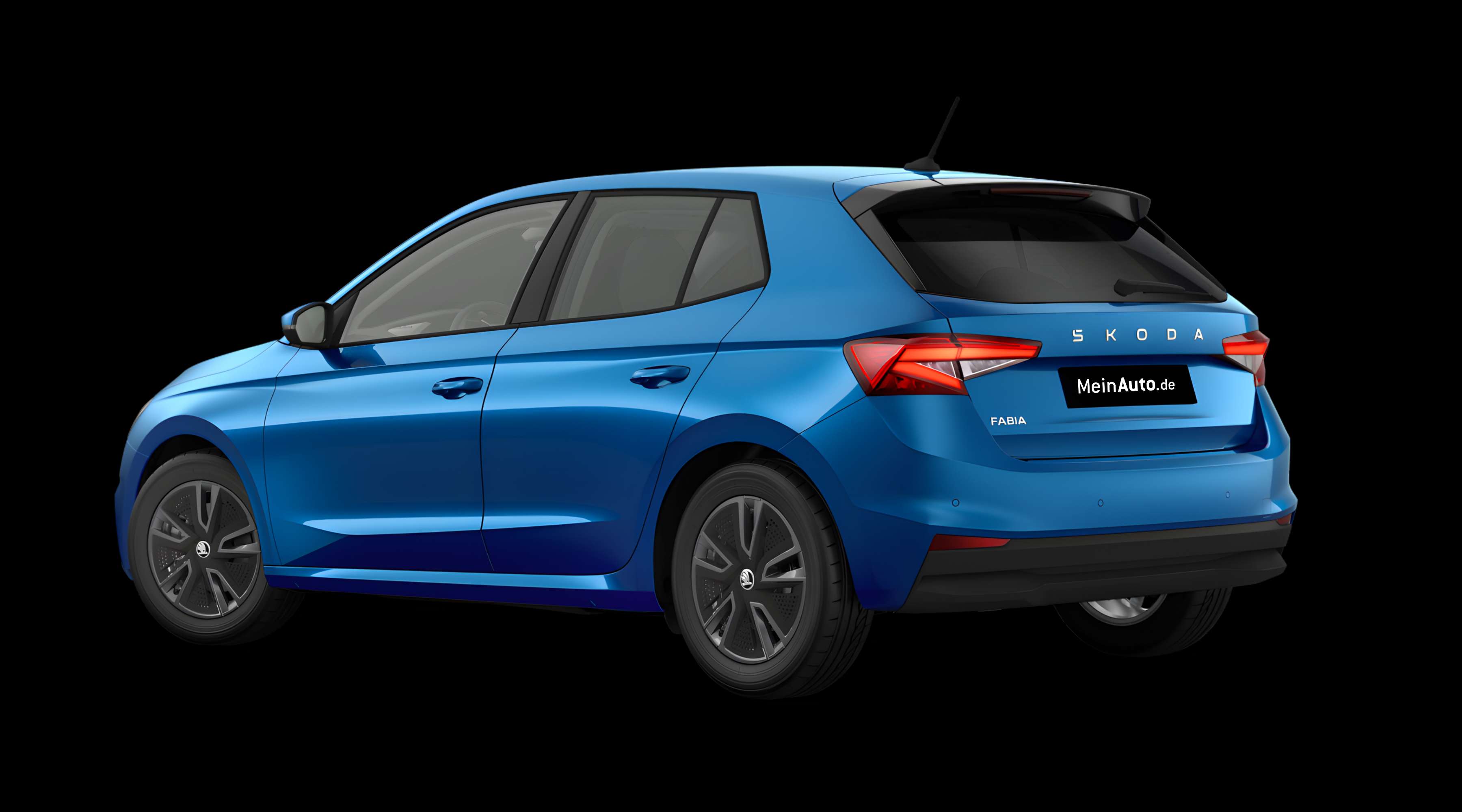 Schräge Heckansicht eines Skoda Fabia, freigestellt