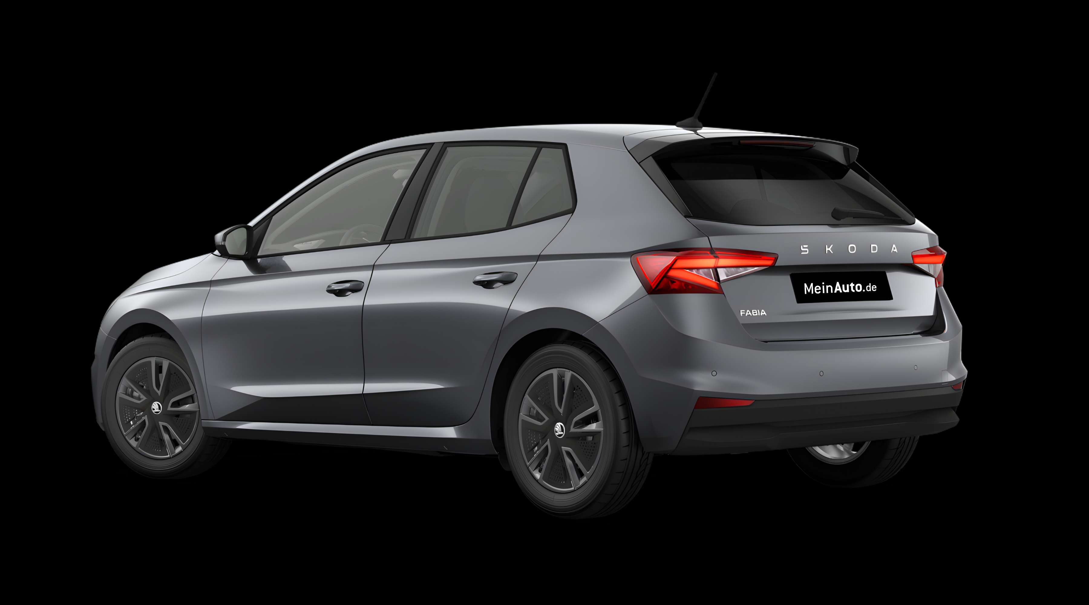 Schräge Heckansicht eines Skoda Fabia, freigestellt