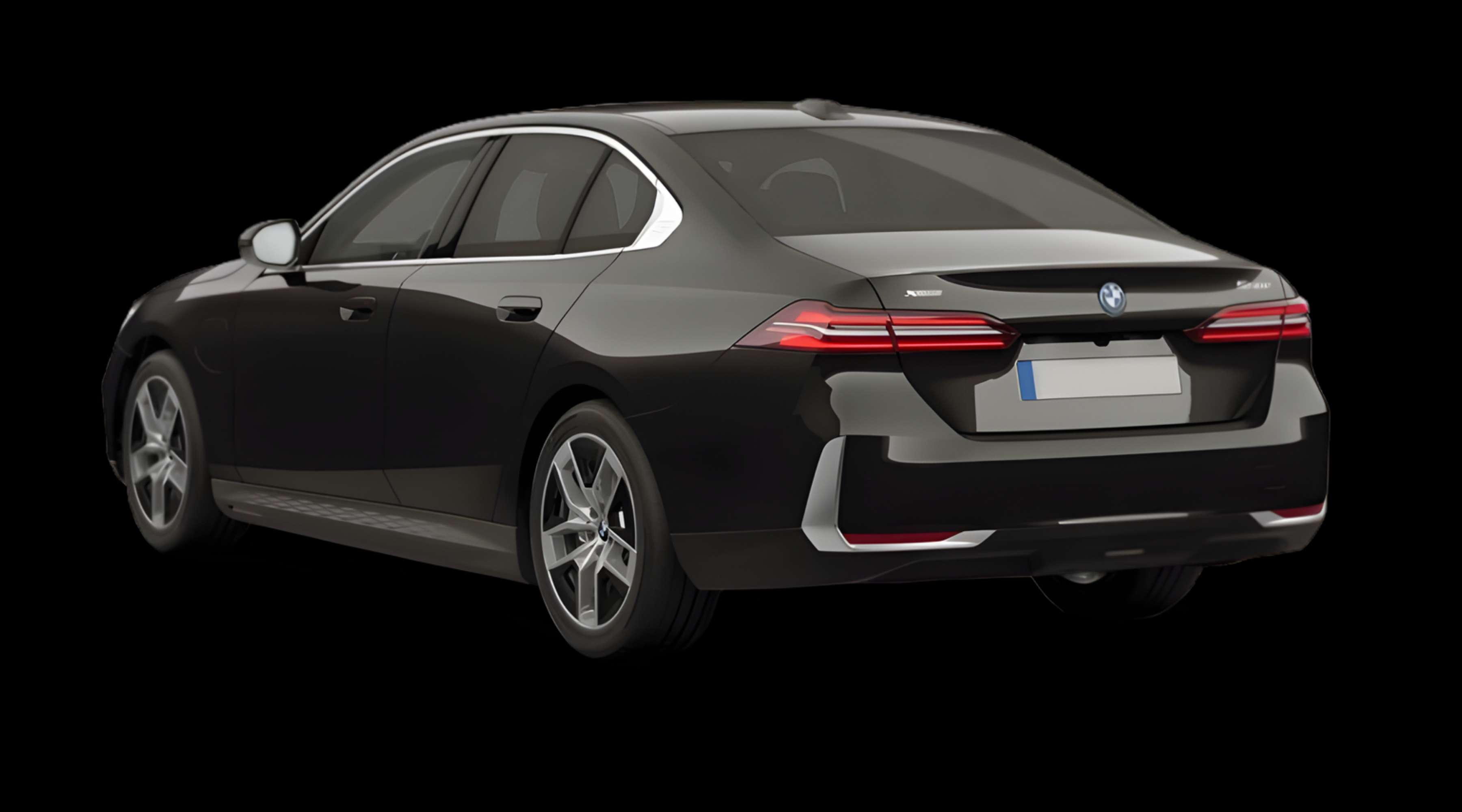 Schräge Heckansicht eines BMW 5er-Reihe, freigestellt